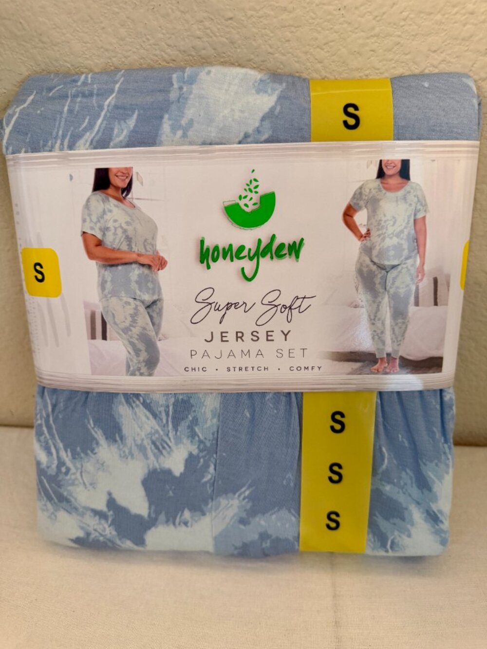Honeydew Women's 2 Piece Super Soft Jersey Pajama Set Size S Blue Tie Dye NEW